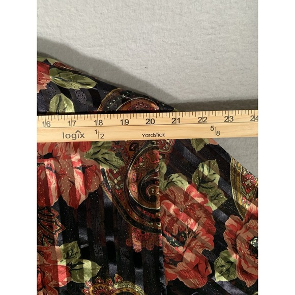 Vintage‎ Victoria's Secret Gold Label Floral Satin Pajama Set Small Navy Roses - Picture 12 of 15